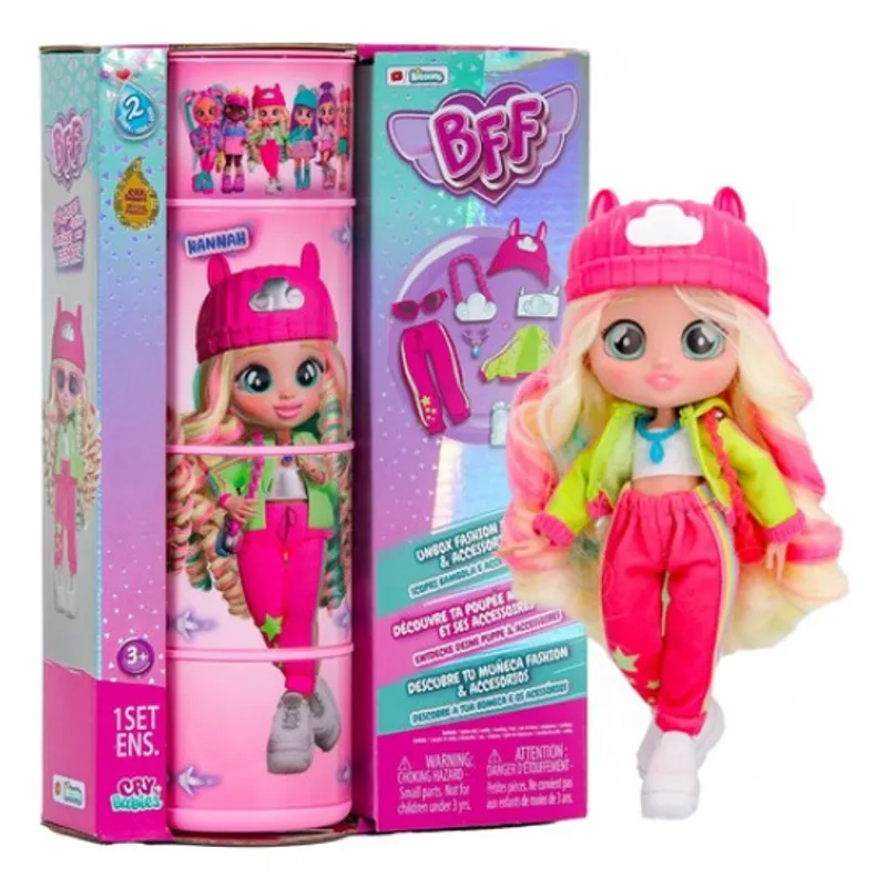 IMC TOYS - Cry Babies Bff Hannah Muñeca De Moda Con Más De 9 Sorpresas