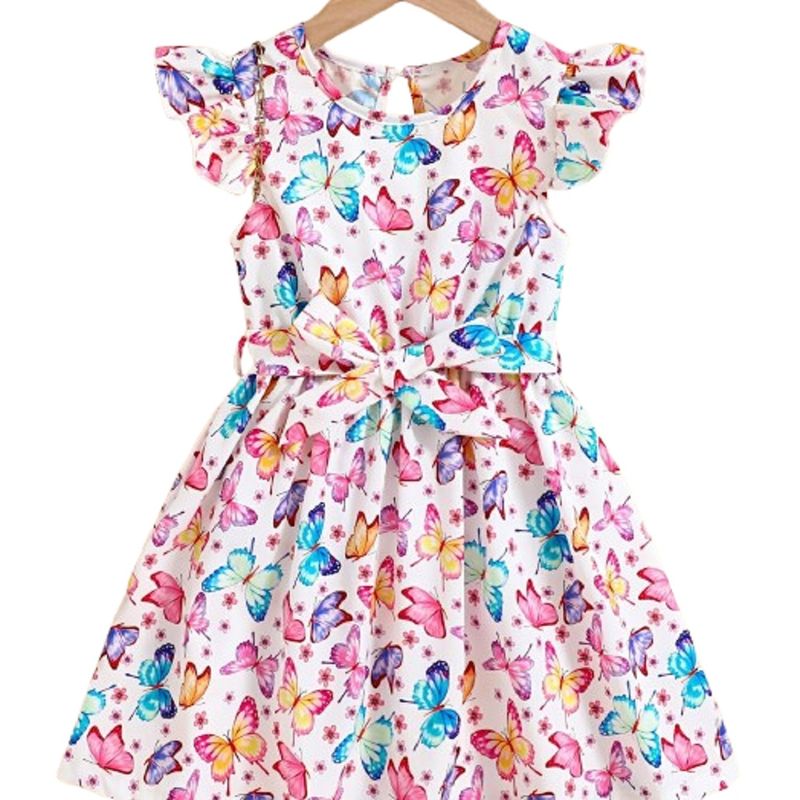 100 - Vestido De Mariposas Color Blanco