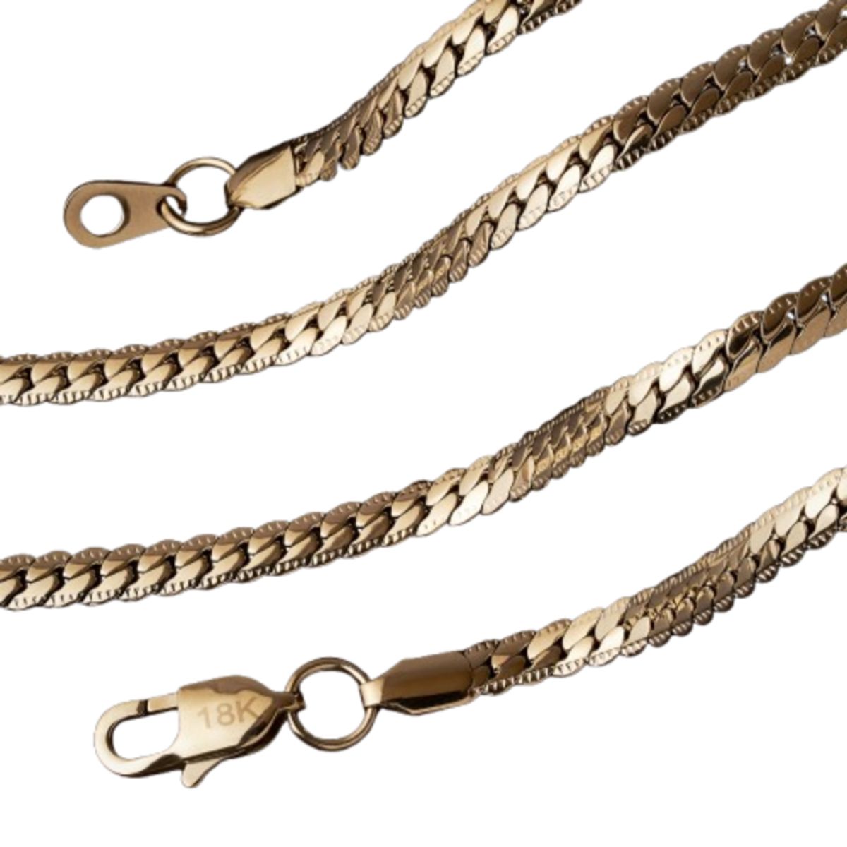 GLEAM GOLD - Cadena Unisex Tejido grabado en Oro Laminado 18K  6 mm x 65 cm