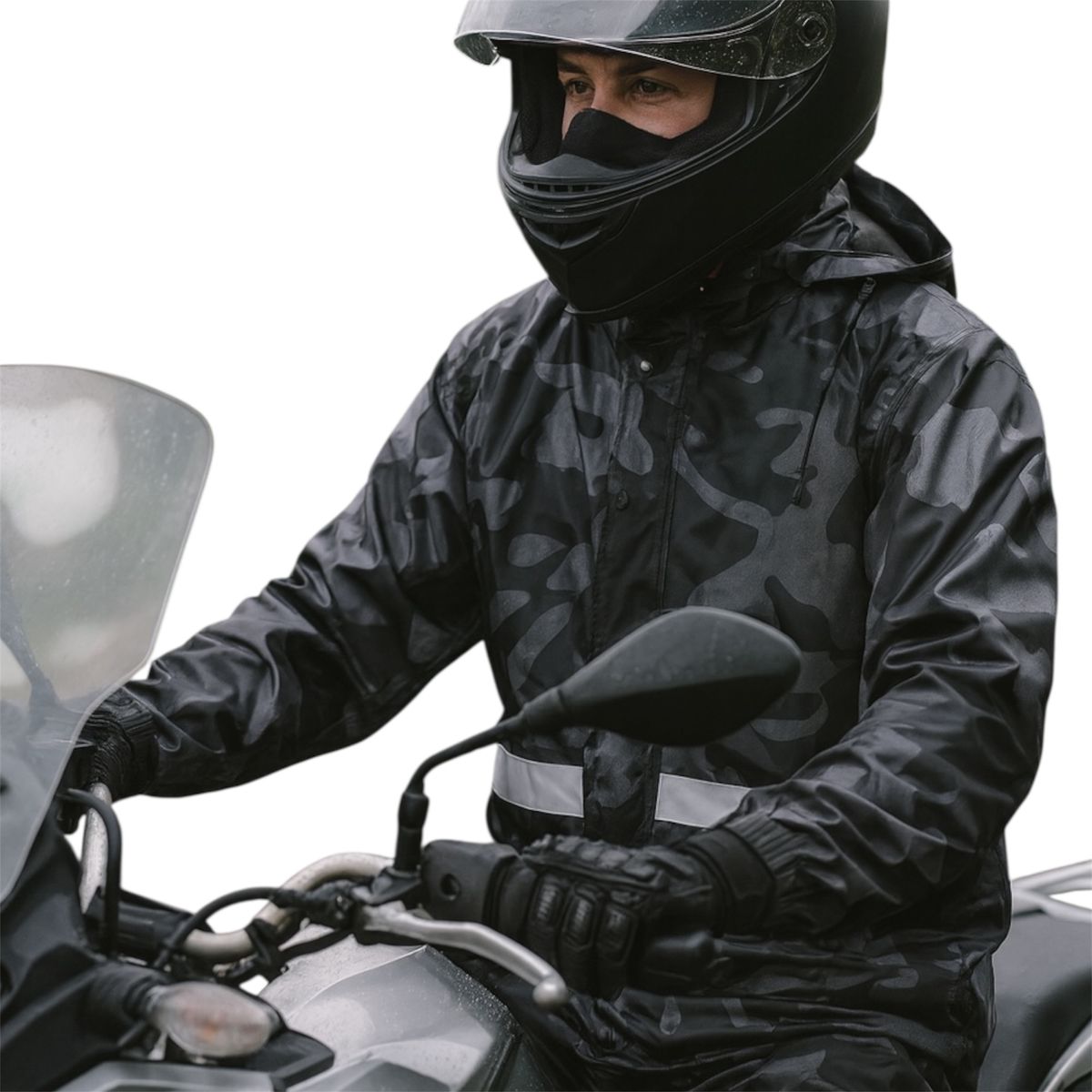 MULTIPLACE COLOMBIA - Traje Impermeable para Moto Hombre Camuflado con Apliques Reflectivos-