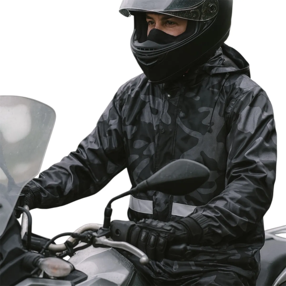MULTIPLACE COLOMBIA - Traje Impermeable para Moto Hombre Camuflado con Apliques Reflectivos-
