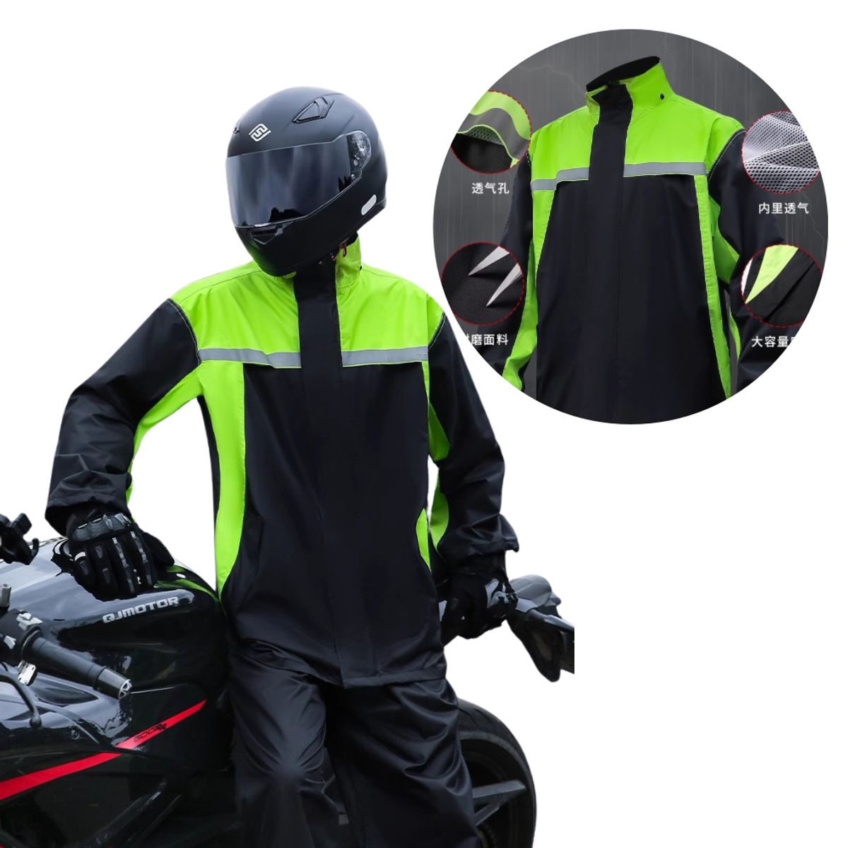 MULTIPLACE COLOMBIA - Traje Impermeable Reflectivo para Moto Hombre Liviano-