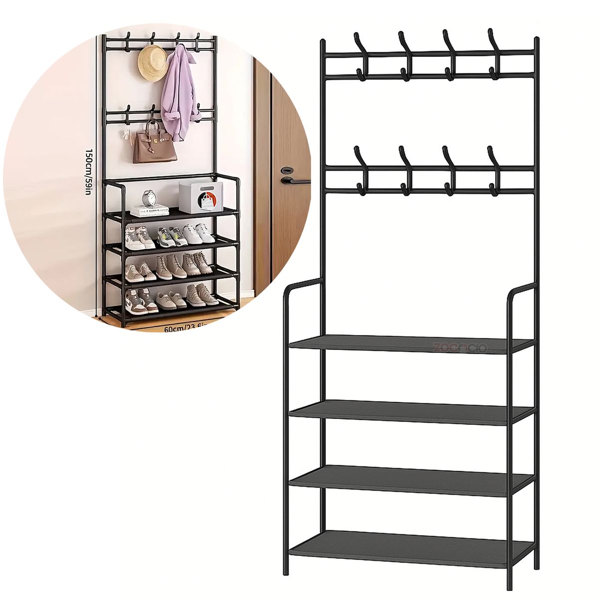 ZOCOCIO - Perchero Organizador Multifuncional Con Zapatero