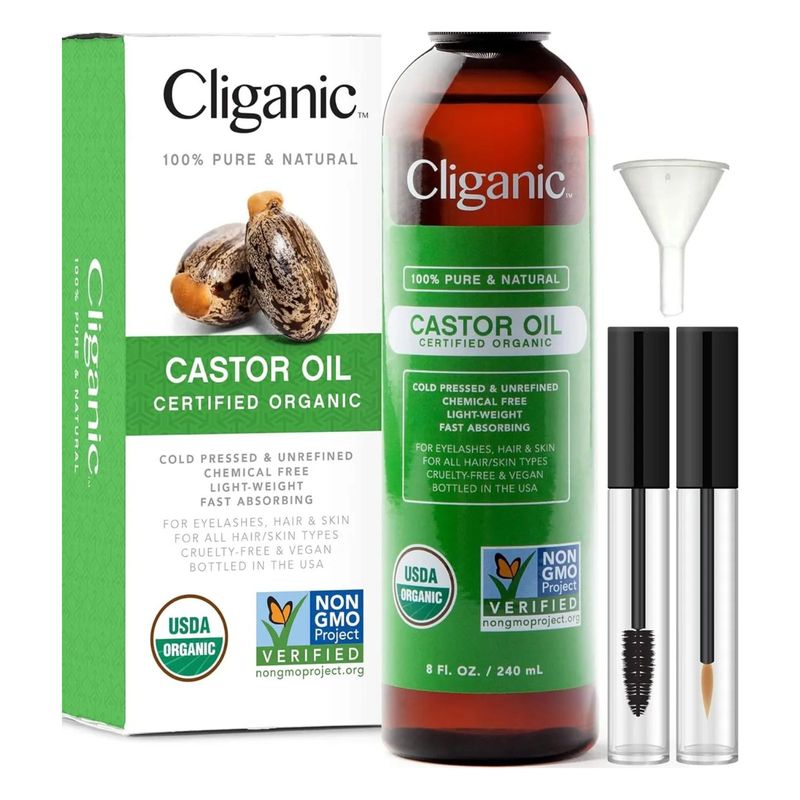 GENERICO - Aceite de ricino orgánico - Castor Oil 240 Ml + Kit Para Pestañas
