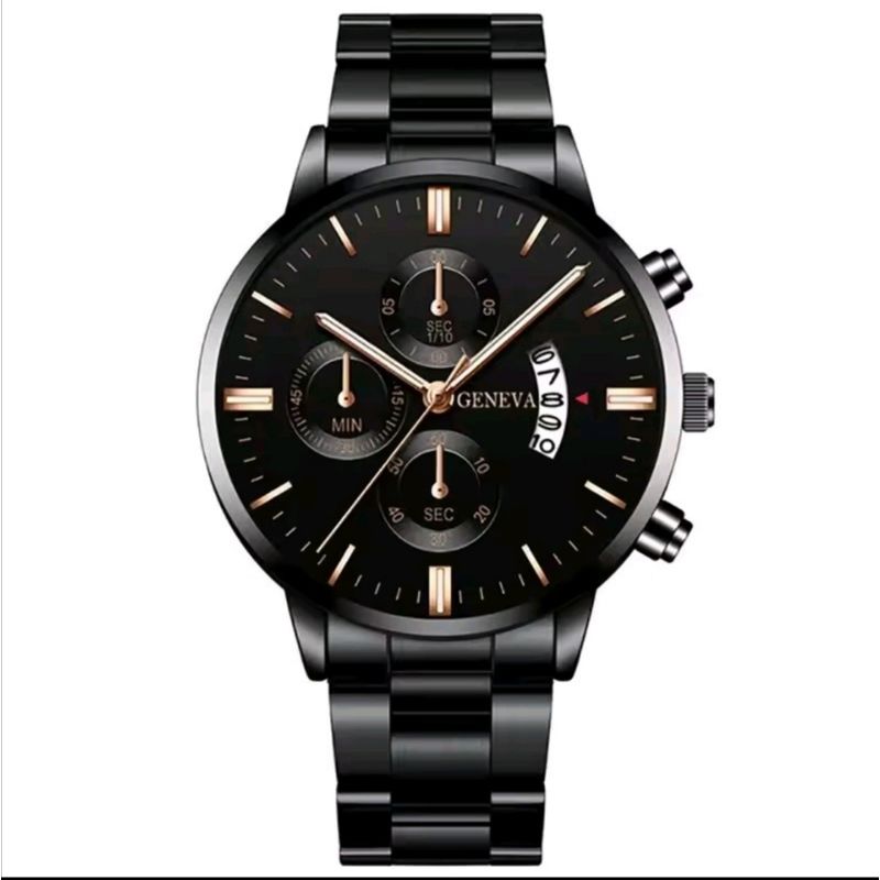 GENEVA - RELOJ GENEVA  CALENDARIO DE LUJO DE ACERO  ELEGANTE HOMBRE