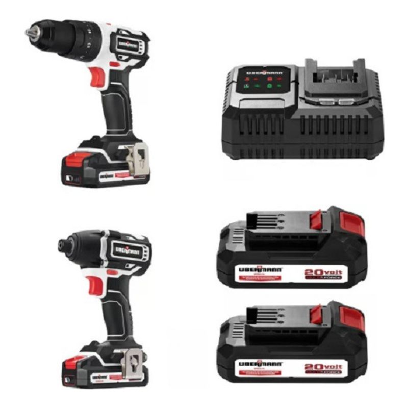 GENERICO - Combo Taladro Percutor + Atornillador Impacto 20V Ubermann