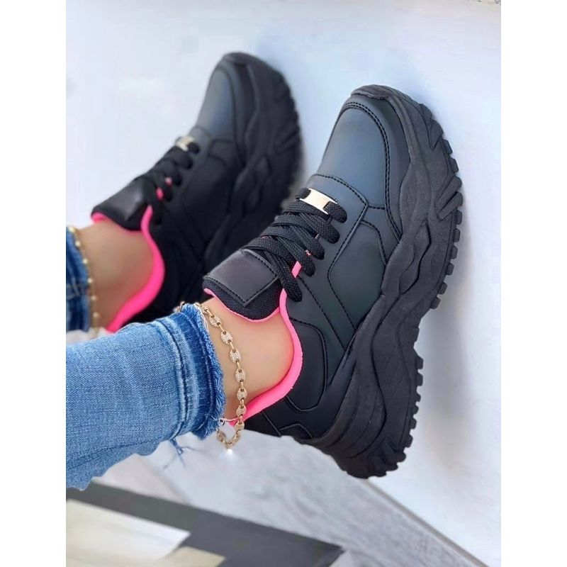 NACIONAL - Tenis Negro Dama Zapatillas Zapatos Mujer Lindos Moda Casual