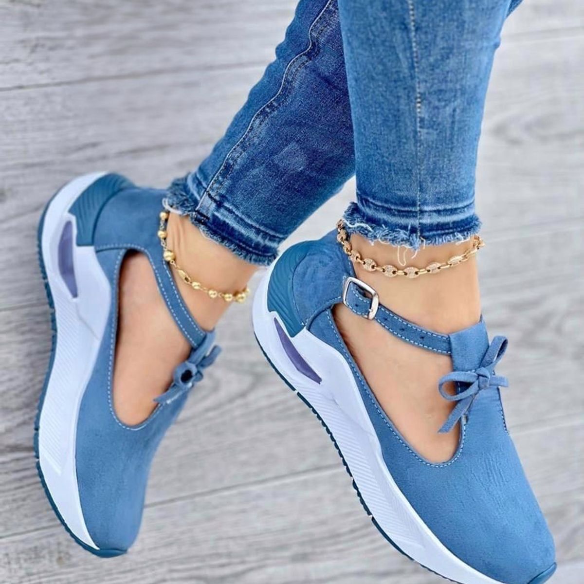 NACIONAL - Tenis Azul Bellos Dama Zapatillas Zapatos Mujer Lindos Moda Casual