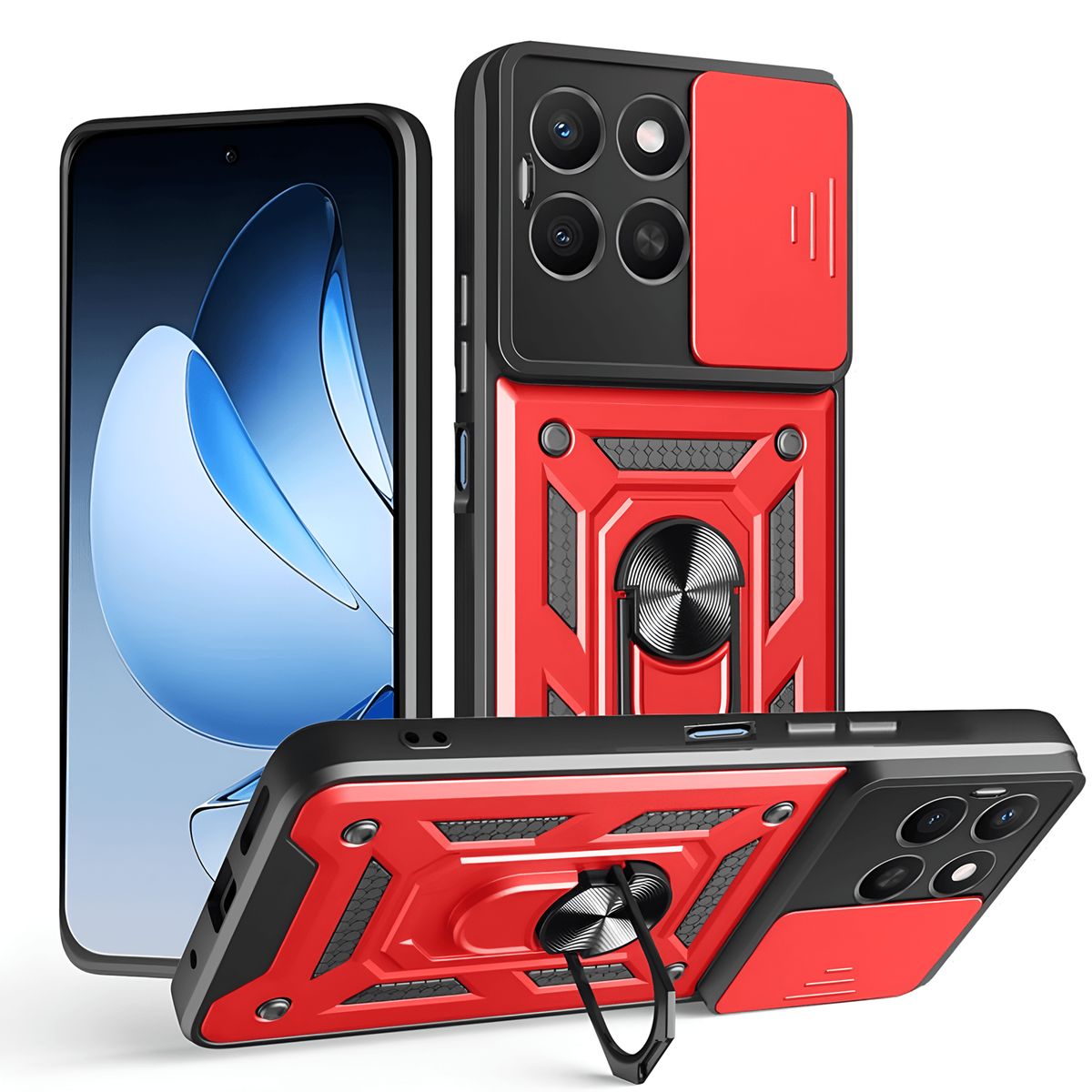 GENERICO - Funda Estuche Case Slider Compatible Con Honor X6C Rojo