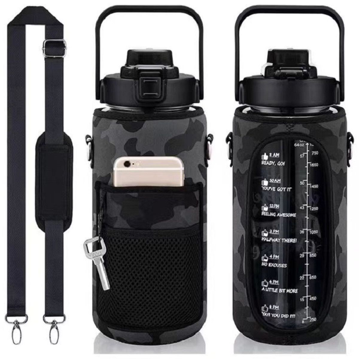 MULTIPLACE COLOMBIA - Botilito Deportivo 2L con Funda y Correa Motivacional-