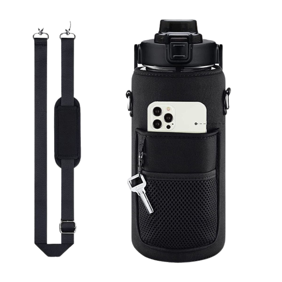 MULTIPLACE COLOMBIA - Botella Motivacional unisex Con funda y correa para Celular