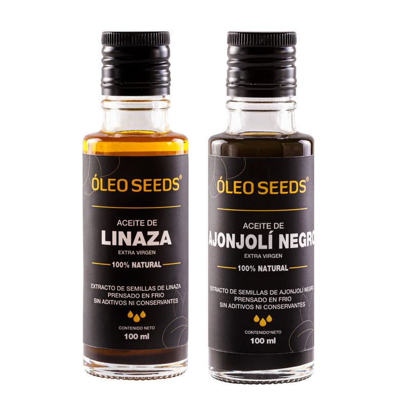 GENERICO - KIT ACEITE DE LINAZA + AJONJOLI NEGRO  OLEO SEEDS