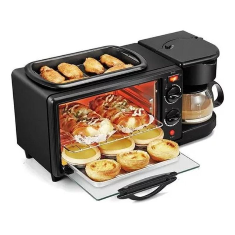 GENERICO - Máquina Desayuno 3 En 1 Sokany Cafetera Mini Horno Parrilla