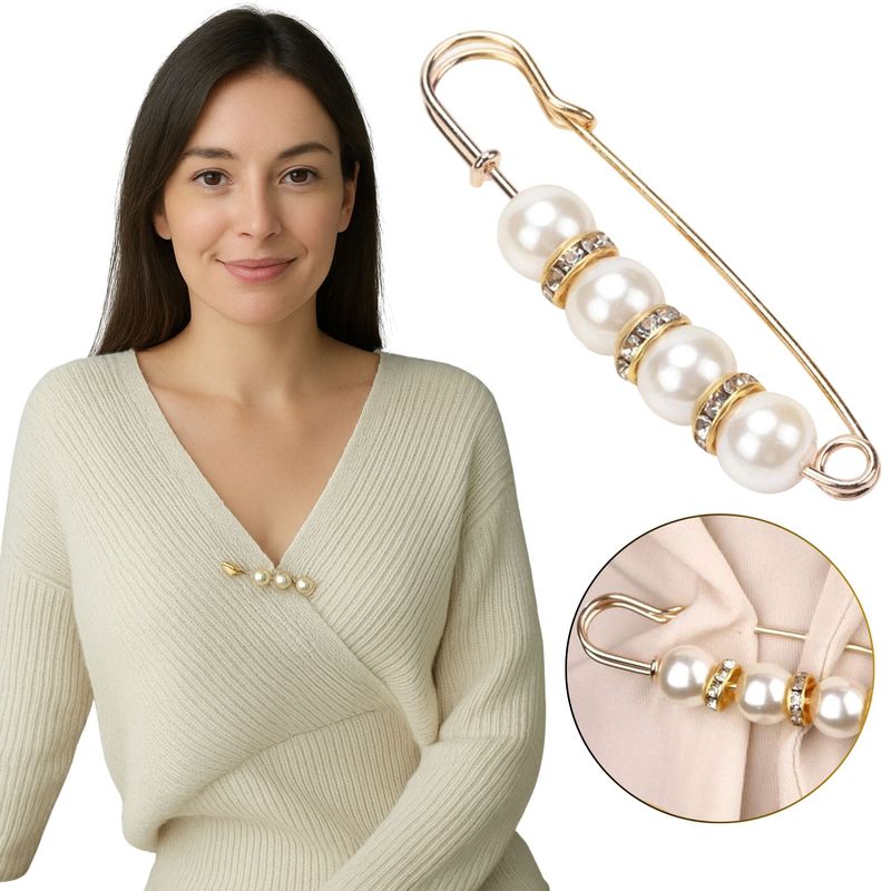 GENERICO - Broche Elegante de Perlas Seguro para Ropa y Accesorios