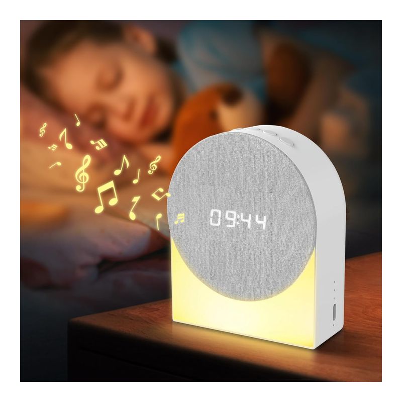 GENERICO - Despertador Digital + Máquina de Sonido + Altavoz Bluetooth + Luz Noche