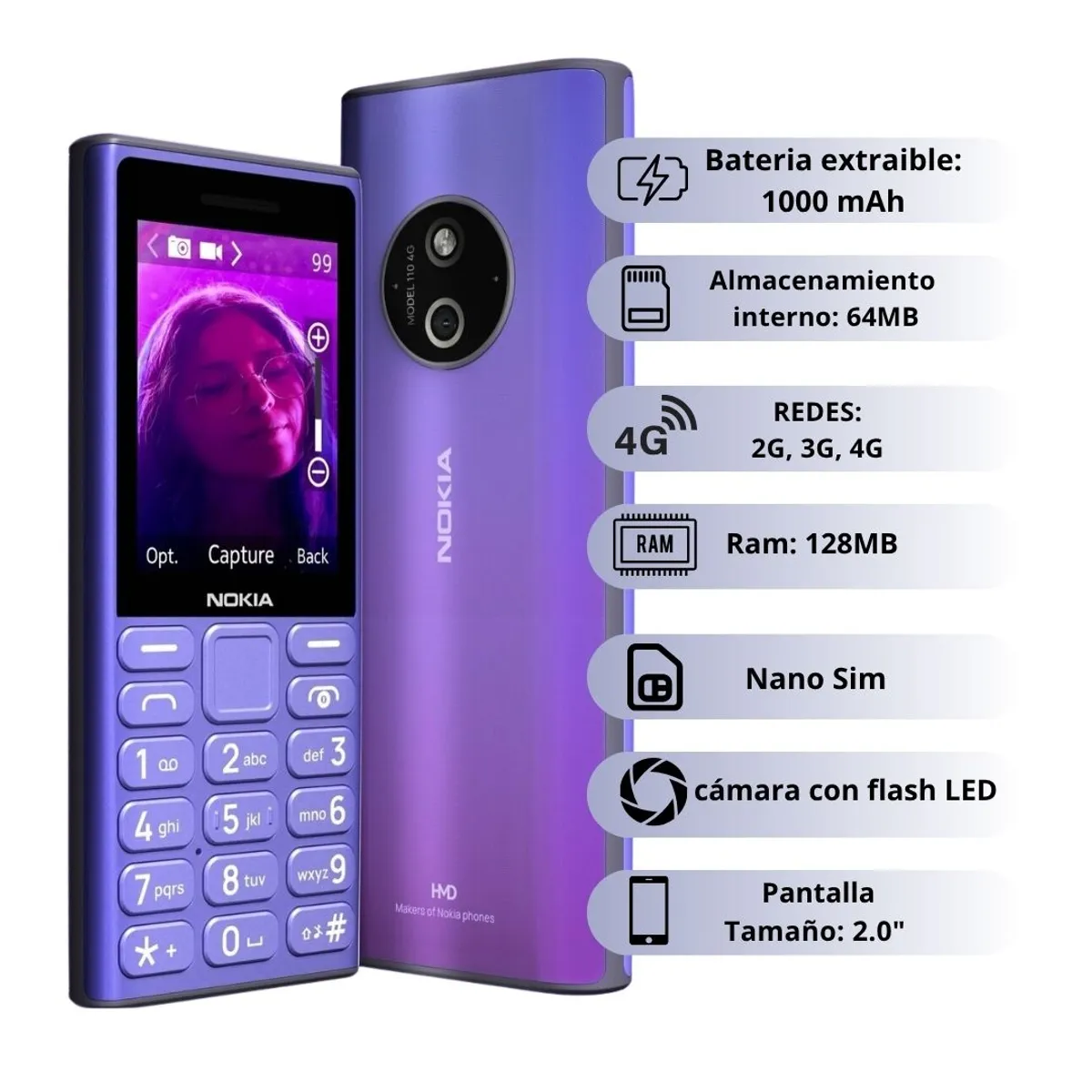 NOKIA - Celular Nokia 110 2024 4G - Azul