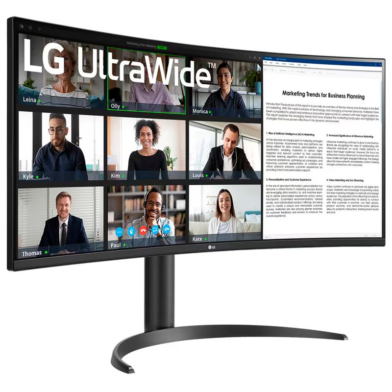 LG - Monitor Curvo LG 34 UltraWide QHD VA 100Hz 5ms GTG 34WR55QK-B