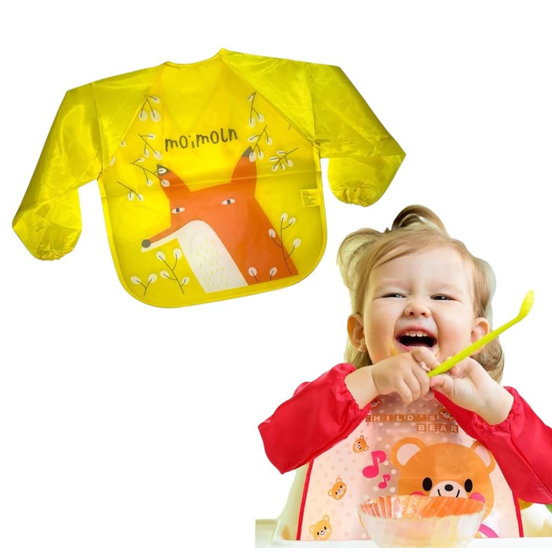 GENERICO - Babero Delantal para Bebés Niños Manga Larga Impermeable