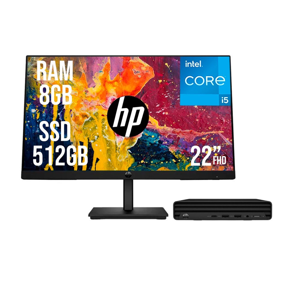 HP - PC HP PRO MINI G9 INTEL CORE I5 1335U SSD 512GB RAM 8GB 21,5 FHD 322PE