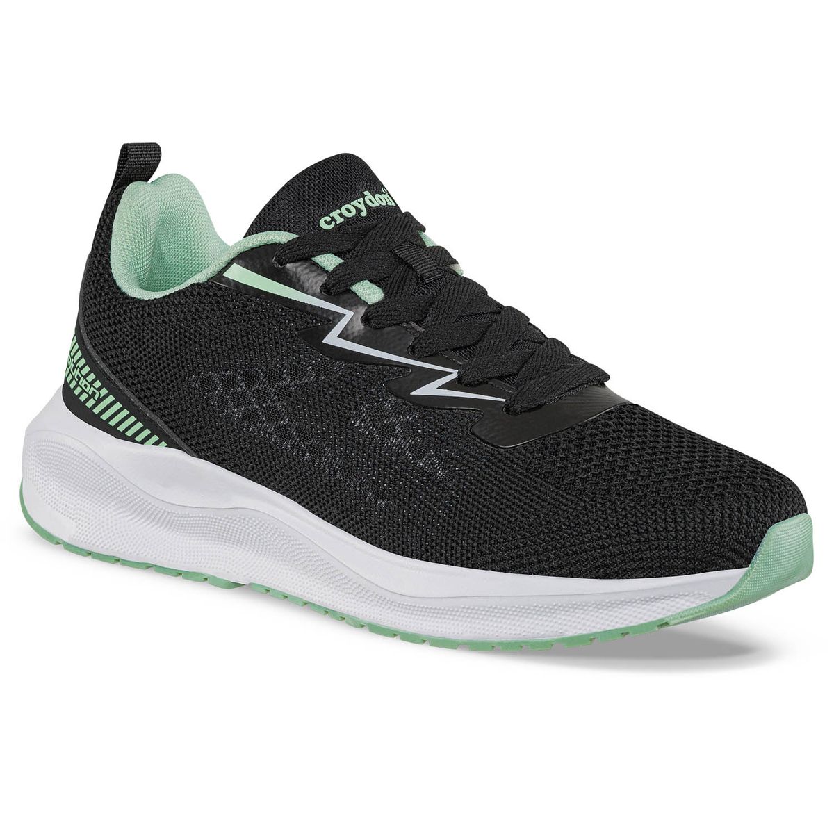 CROYDON - Tenis Running Drig Negro-Verde Croydon para Mujer