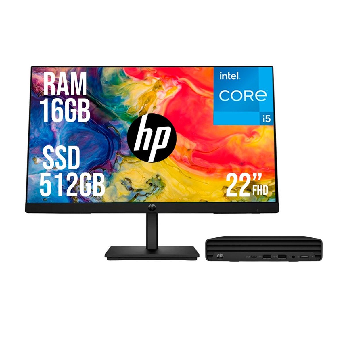 HP - PC HP PRO MINI G9 INTEL CORE I5 1335U SSD 512GB RAM 16GB 21,5 FHD 322PE