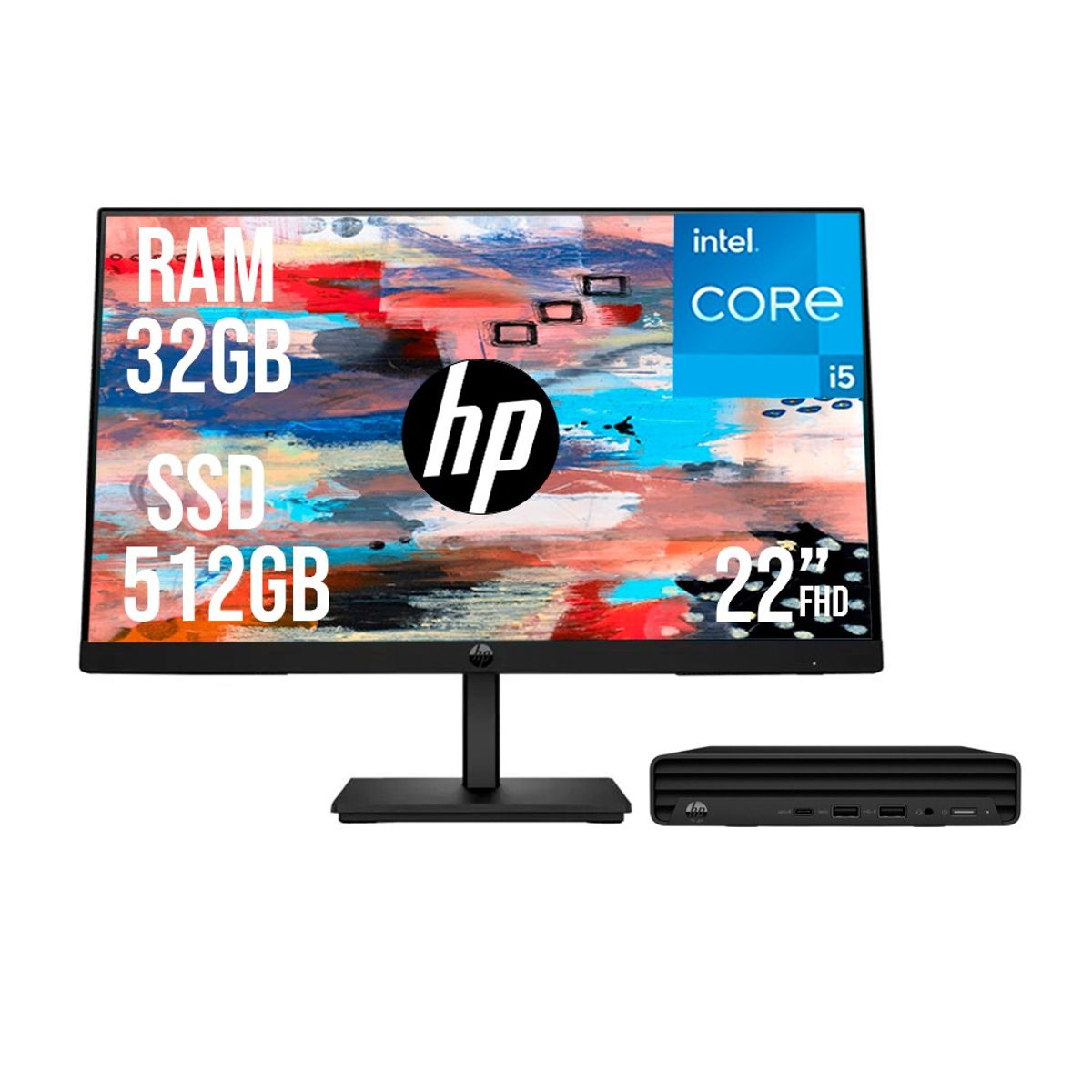 HP - PC HP PRO MINI G9 INTEL CORE I5 1335U SSD 512GB RAM 32GB 21,5 FHD 322PE