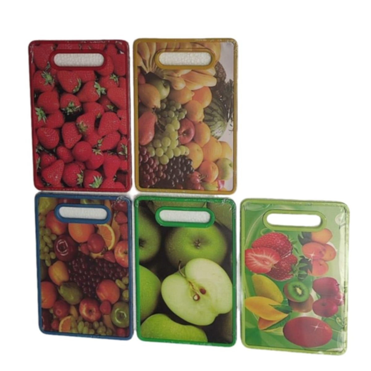 DISTRIONLINE - Tabla de Picar Decorada Frutas GDE 23x37CM Amarillo Limón