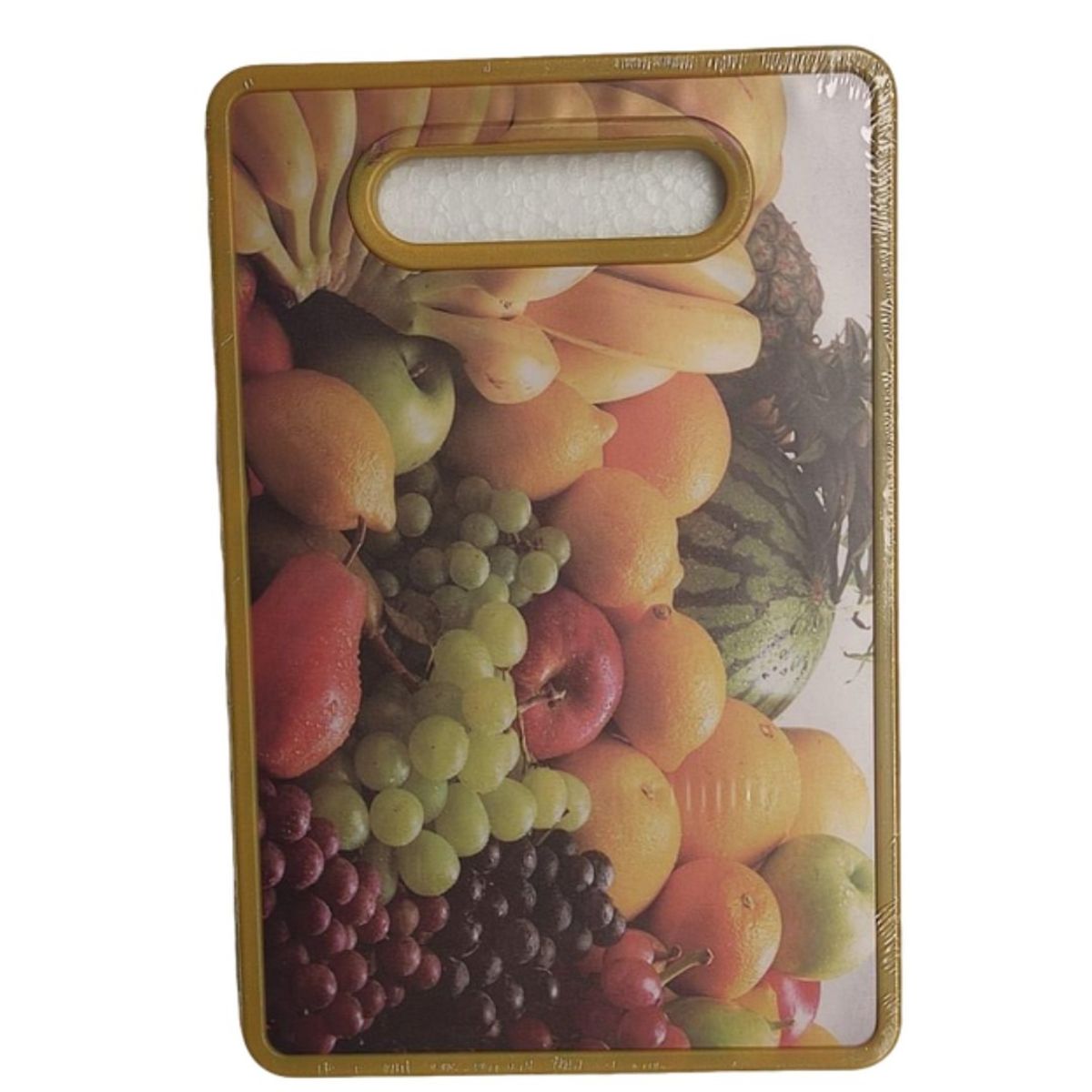 DISTRIONLINE - Tabla de Picar Decorada Frutas GDE 23x37CM Amarillo Limón