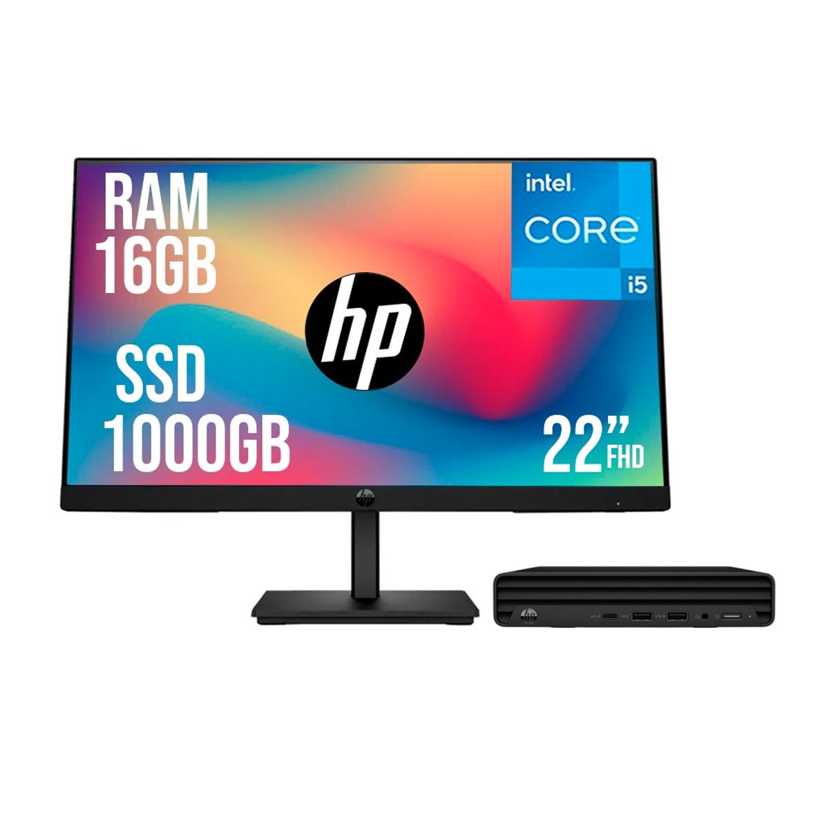 HP - PC HP PRO MINI G9 INTEL CORE I5 1335U SSD 1TB RAM 16GB 21,5 FHD 322PE