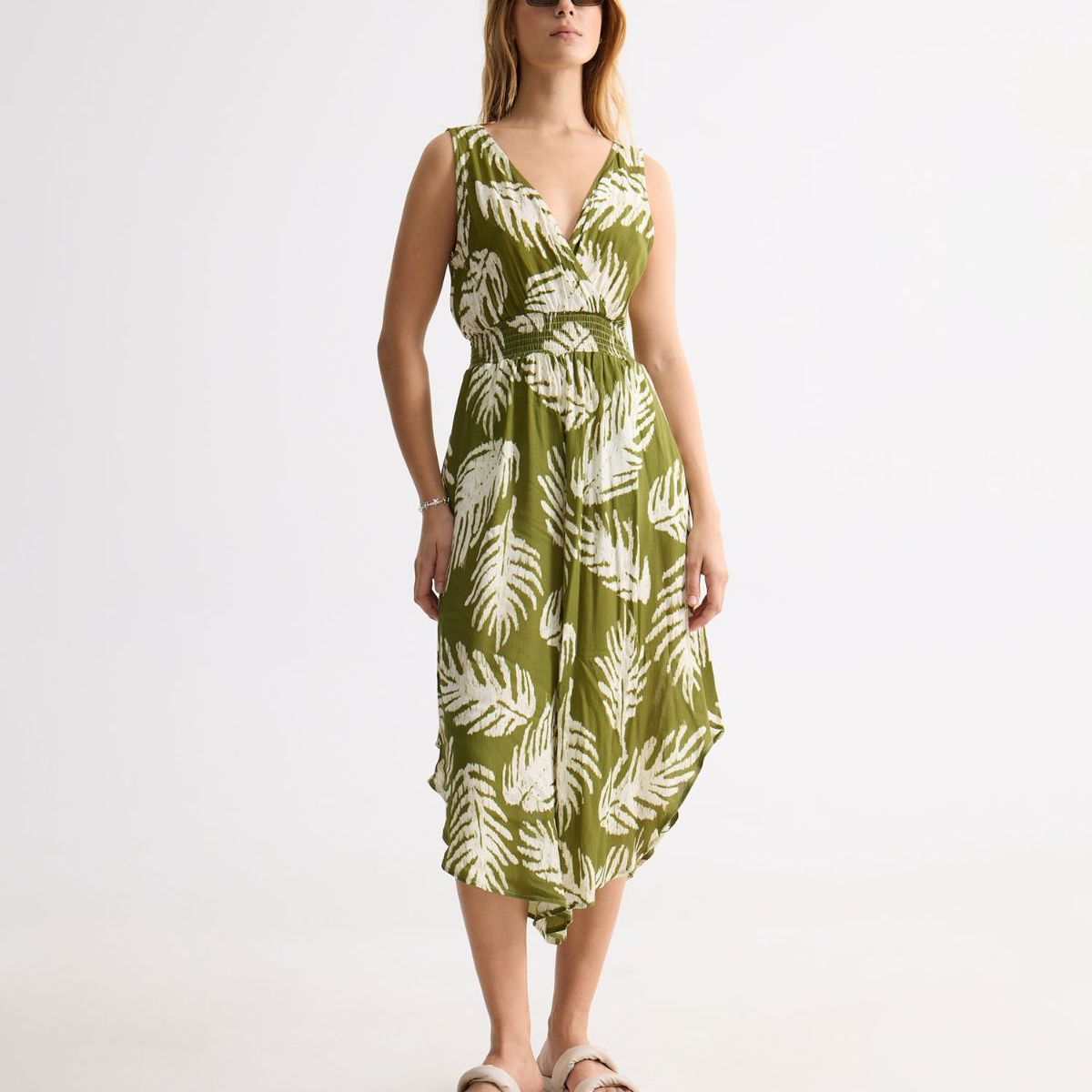 SEVEN SEVEN - Vestido Largo Estampado Tropical  Para Mujer Verde Seven Seven