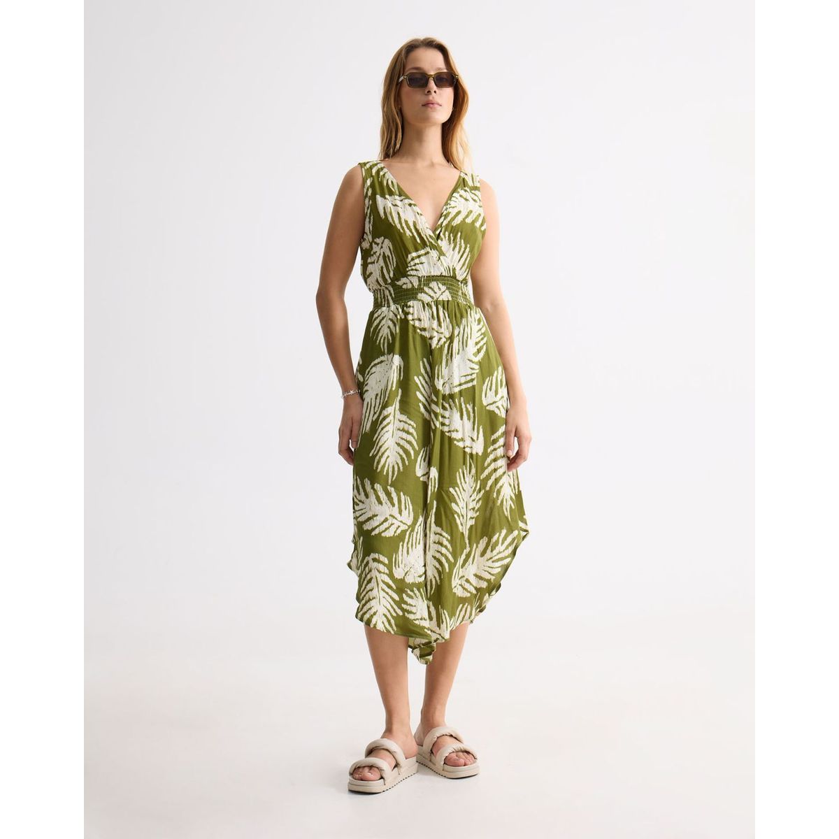 SEVEN SEVEN - Vestido Largo Estampado Tropical  Para Mujer Verde Seven Seven