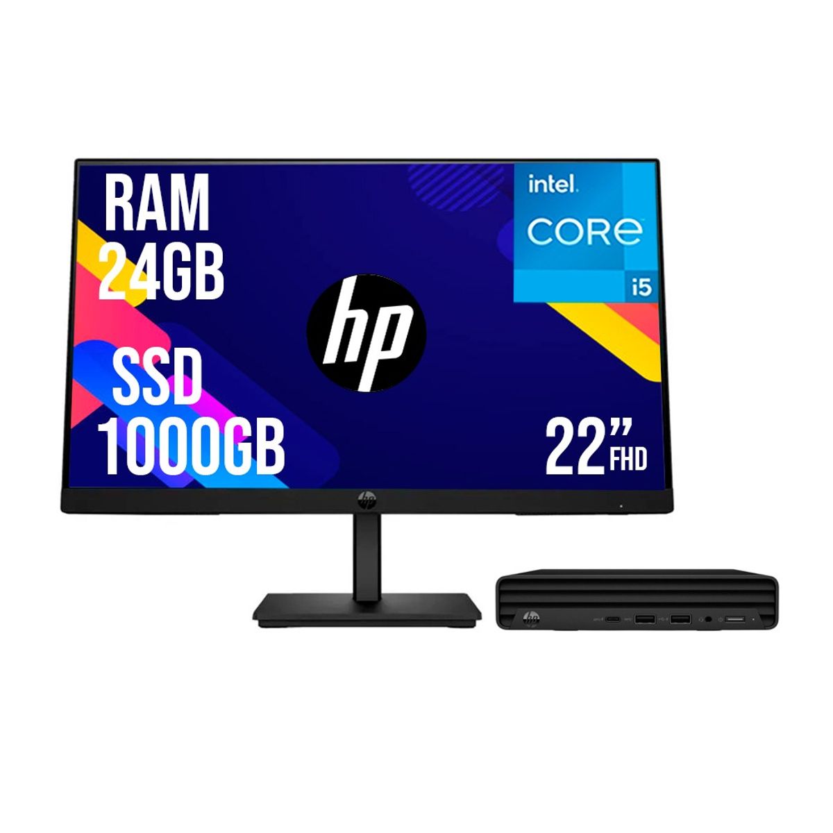 HP - PC HP PRO MINI G9 INTEL CORE I5 1335U SSD 1TB  RAM 24GB 21,5 FHD 322PE