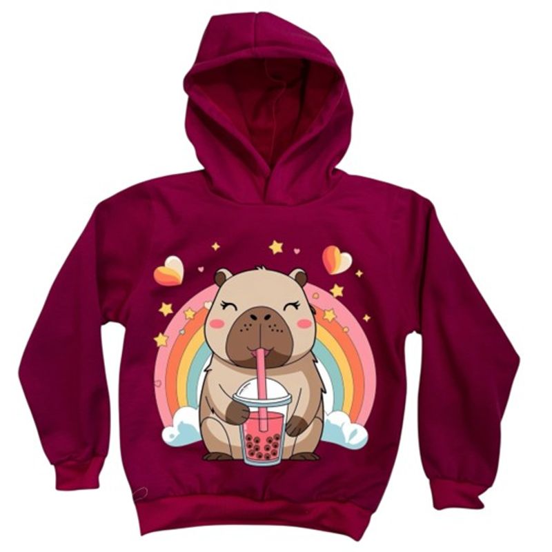 BRYKE - Buzo Hoddie Capota Niña Capibara Fucsia Arcoiris