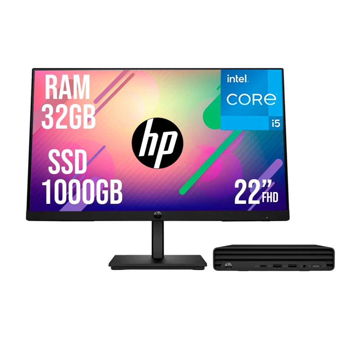 HP - PC HP PRO MINI G9 INTEL CORE I5 1335U SSD 1TB  RAM 32GB 21,5 FHD 322PE