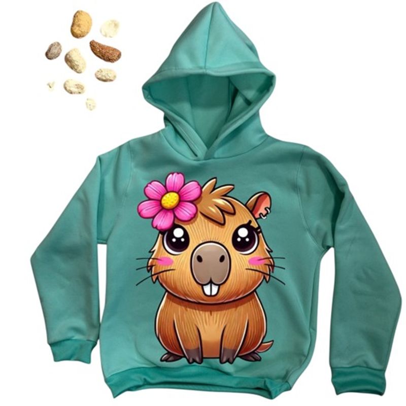 BRYKE - Buzo Hoddie Capota Niña Capibara verde menta Flor