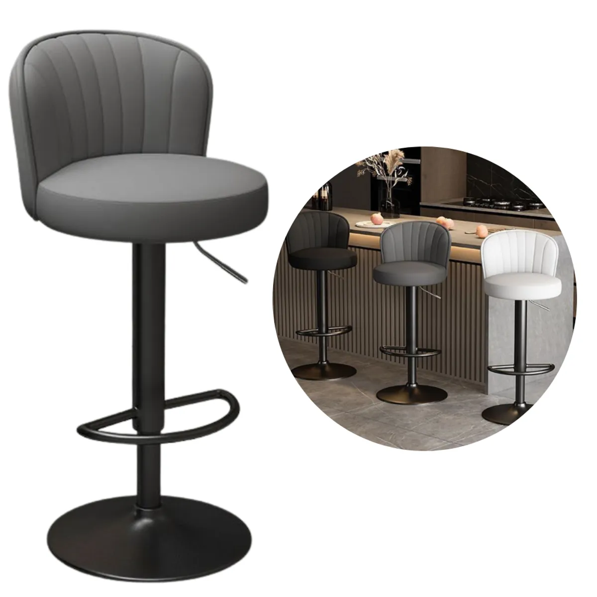 MULTIPLACE COLOMBIA - Silla para Barra o Bar giratoria con Altura Ajustable-