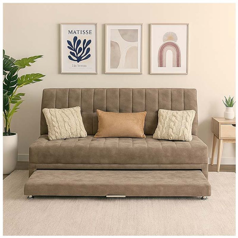 GENERICO - SOFA CAMA TARIMA GREGOR TELA ANTIFLUIDO TAUPÉ