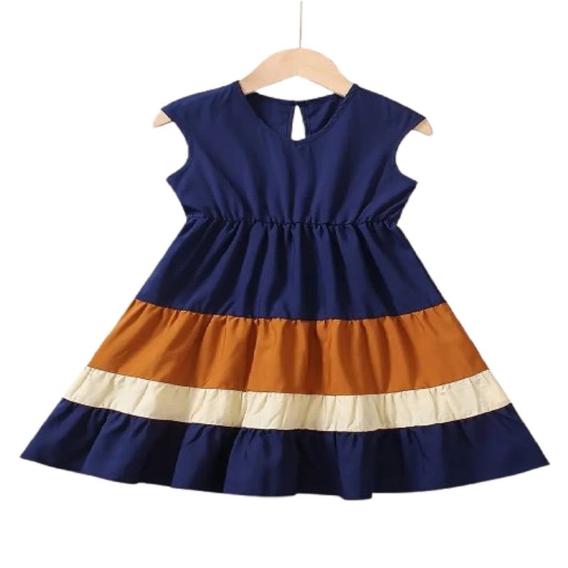 100 - Vestido De Rayas Color Azul Oscuro