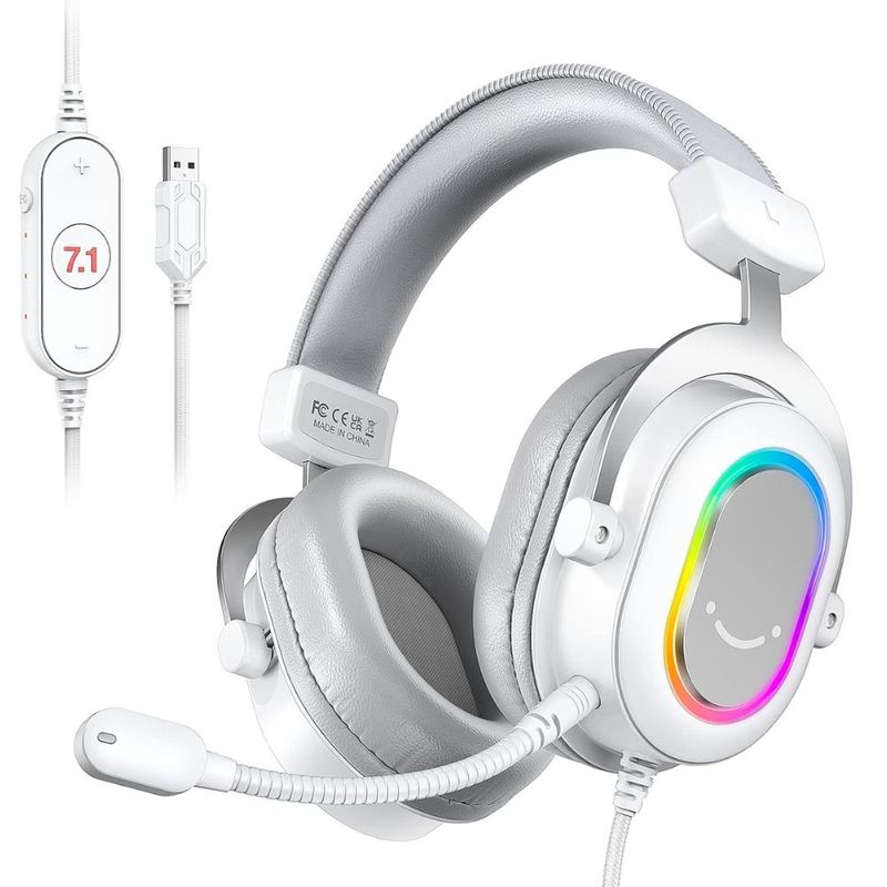 FIFINE - Fifine H6 Auriculares Gamer Rgb Usb Color Blanco