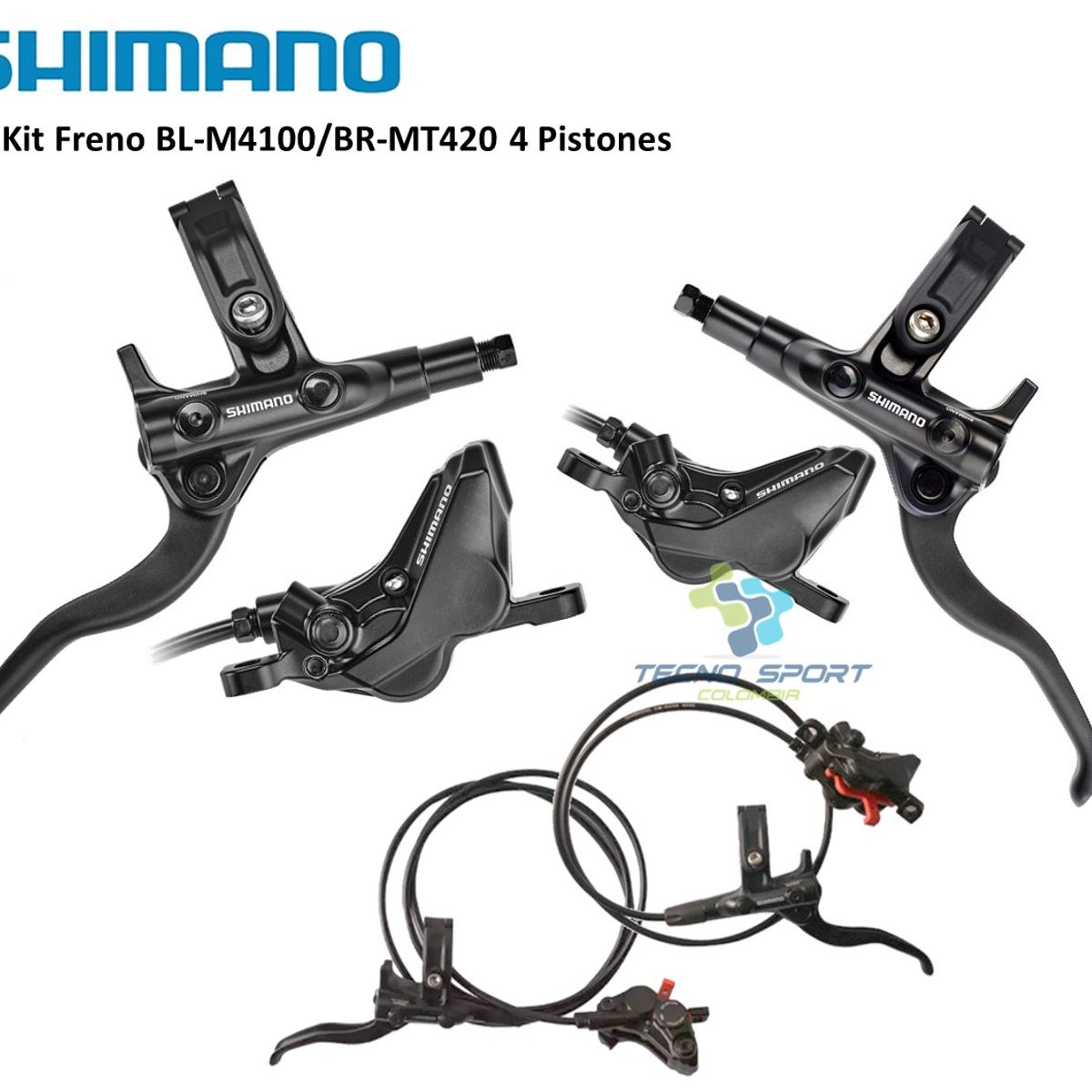 SHIMANO - Kit Freno Shimano Hidráulico M4100 Mt420 4 Pistones