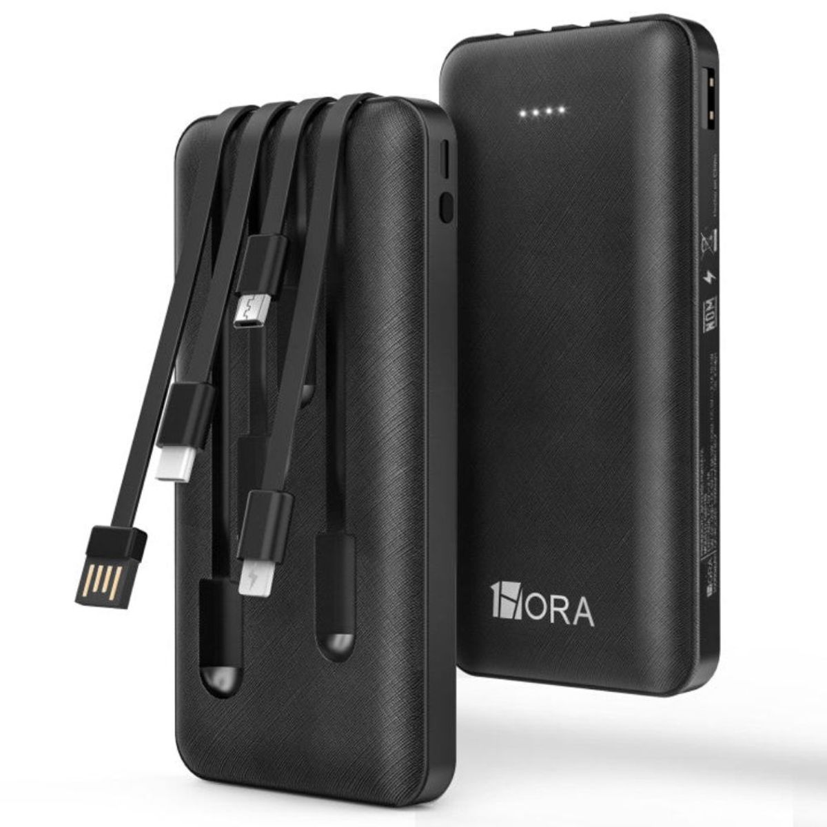 1HORA - 1Hora Power Bank Batería Portátil 10000mah 4 Cables GAR148