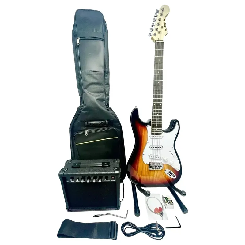 GENERICO - Kit Guitarra Eléctrica Amplificador 15w + Accesorios
