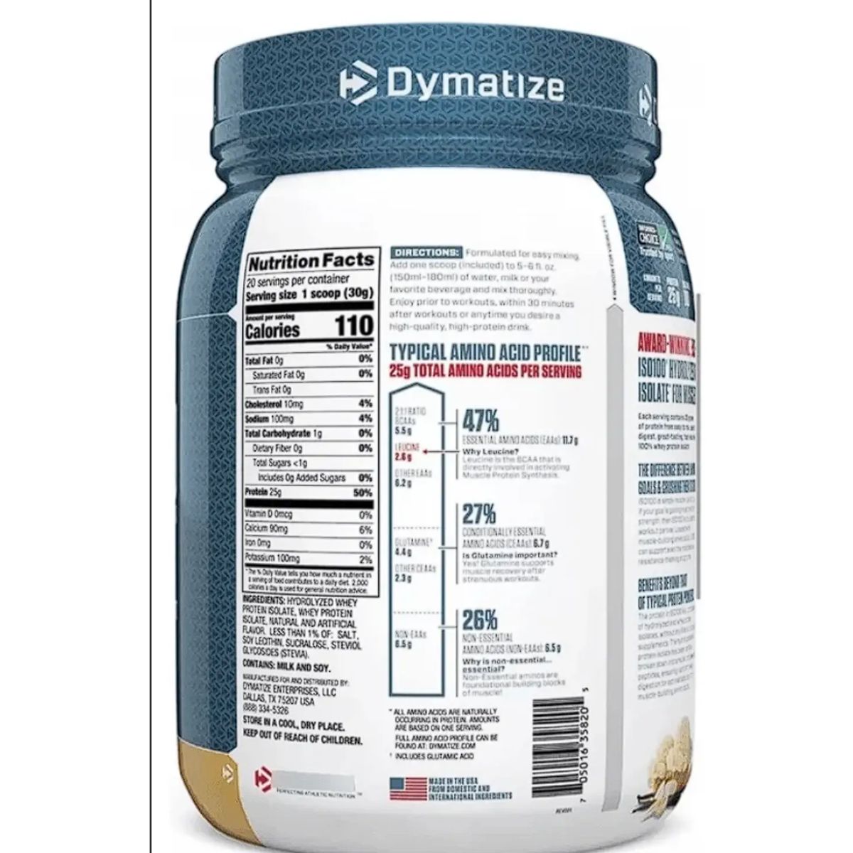 DYMATIZE - ISO100 COOKIES AND CREAM 100% Hidrolizada Premium Rápida Absorción 5LB