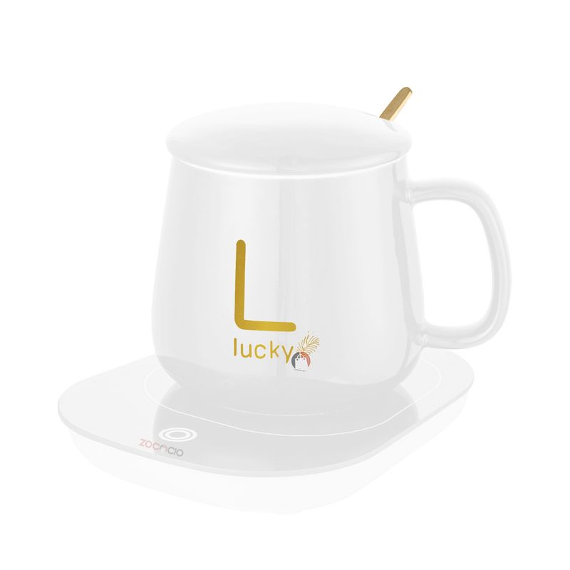 ZOCOCIO - Mug Tasa De Cerámica Térmica Con Base Calefactora De Enchufe Blanco