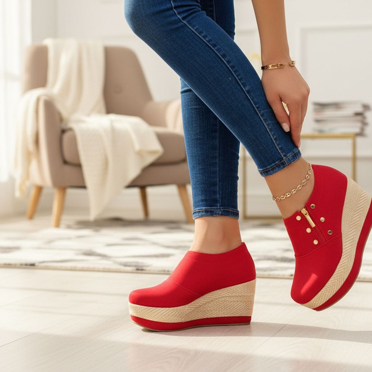 NACIONAL - Lindos Tacones Suela Yute Dama Cómodos