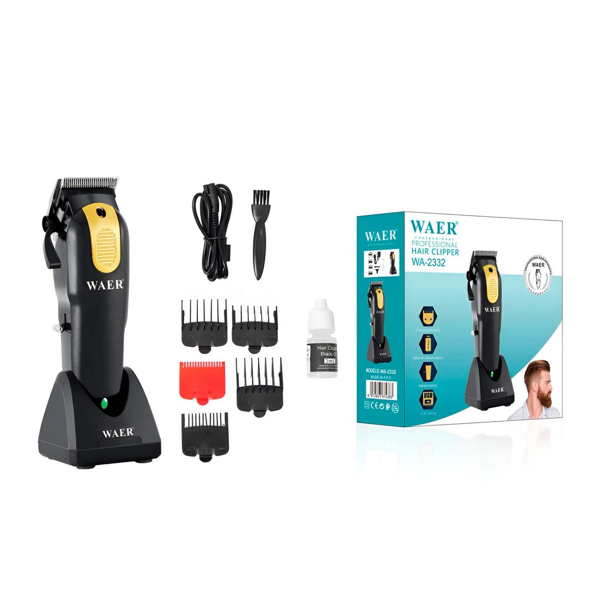 WAER - Maquina Peluqueria Cortadora De Pelo Waer Wa-2332 Accesorios