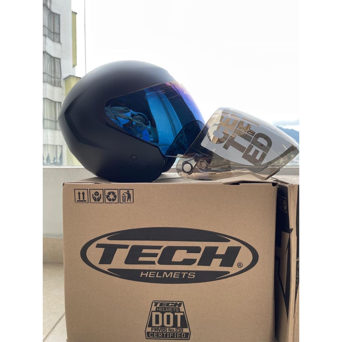 TECH - CASCO ABIERTO TECH T10 VISERA AZUL Y TRANSPARENTE