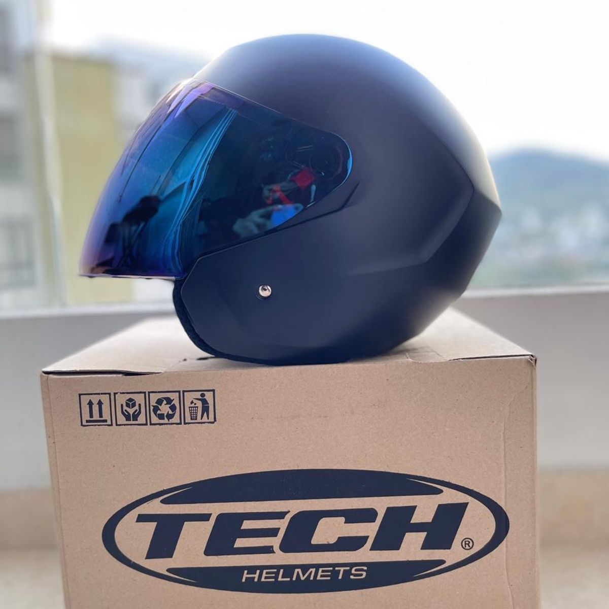 TECH - CASCO ABIERTO TECH T10 VISERA AZUL Y TRANSPARENTE