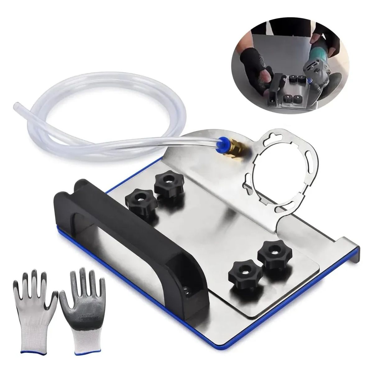 GENERICO - Soporte Amoladora Angular Chaflán Corte Azulejos 45° Guantes