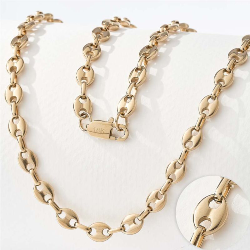 GLEAM GOLD - Cadena Unisex Tejido Ancla en Oro Laminado 18K  6 mm x 65 cm